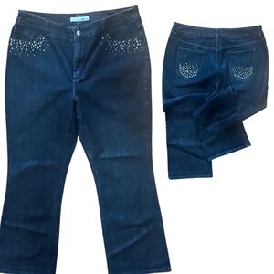 Chico’s platinum jeans size 2.5 equivalent to 14 denim Stretch dark rhinestones